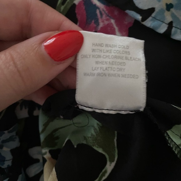 Fervour ModCloth Chiffon Floral Black Blouse Long Sleeve Button Down Top Small - Picture 7 of 7